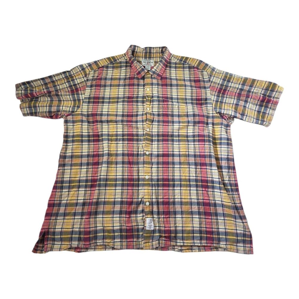 Ralph Lauren Polo Jeans Co Mens 2XL Y2K Plaid Shirt Sleeve Button Up Shirt GUC